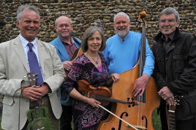 The BL Bluegrass Band Blue jumpers in this blue grass barn dance band who play in Warwickshire and O