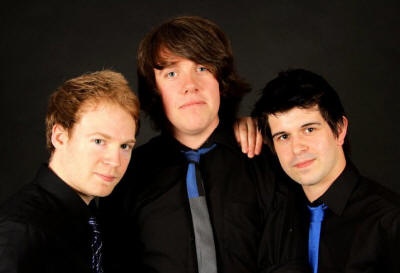 The SR Function/Party Band Covers Trio wearing blue ties. They perform in South Yorkshire.